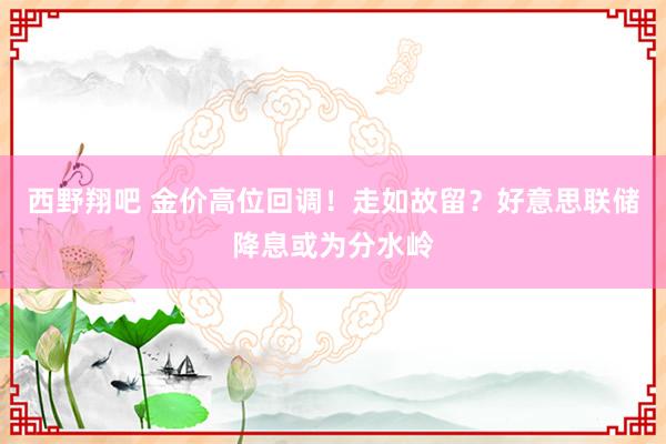 西野翔吧 金价高位回调！走如故留？好意思联储降息或为分水岭