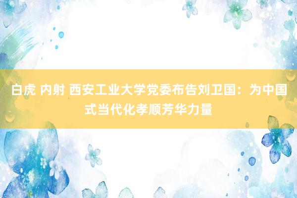 白虎 内射 西安工业大学党委布告刘卫国：为中国式当代化孝顺芳华力量