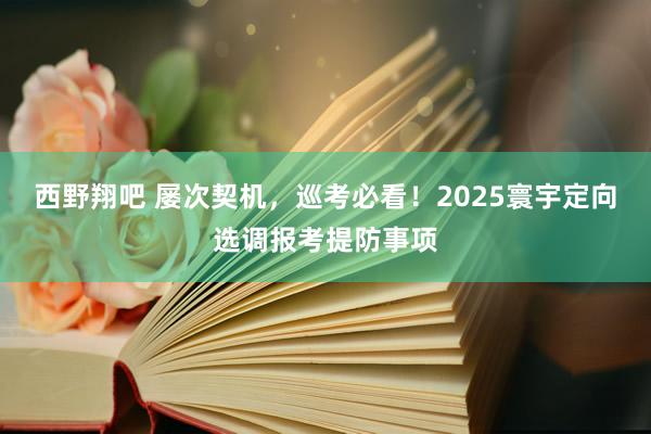 西野翔吧 屡次契机，巡考必看！2025寰宇定向选调报考提防事项