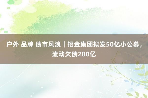 户外 品牌 债市风浪｜招金集团拟发50亿小公募，流动欠债280亿