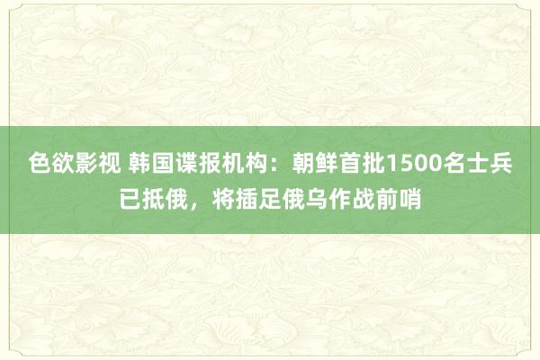 色欲影视 韩国谍报机构：朝鲜首批1500名士兵已抵俄，将插足俄乌作战前哨