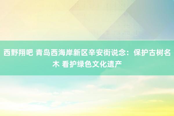 西野翔吧 青岛西海岸新区辛安街说念：保护古树名木 看护绿色文化遗产