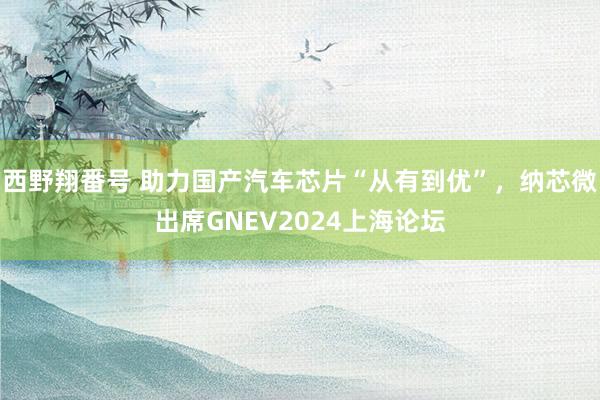 西野翔番号 助力国产汽车芯片“从有到优”，纳芯微出席GNEV2024上海论坛