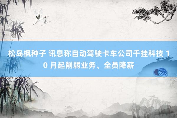 松岛枫种子 讯息称自动驾驶卡车公司千挂科技 10 月起削弱业务、全员降薪