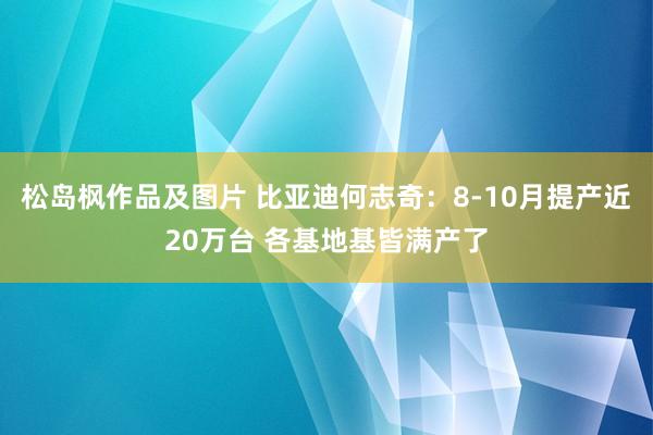 松岛枫作品及图片 比亚迪何志奇：8-10月提产近20万台 各基地基皆满产了