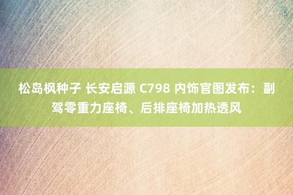 松岛枫种子 长安启源 C798 内饰官图发布：副驾零重力座椅、后排座椅加热透风