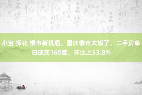 小宝 探花 楼市新机遇，重庆楼市太燃了，二手房单日成交160套，环比上53.8%