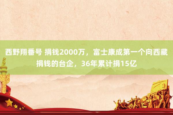 西野翔番号 捐钱2000万，富士康成第一个向西藏捐钱的台企，36年累计捐15亿